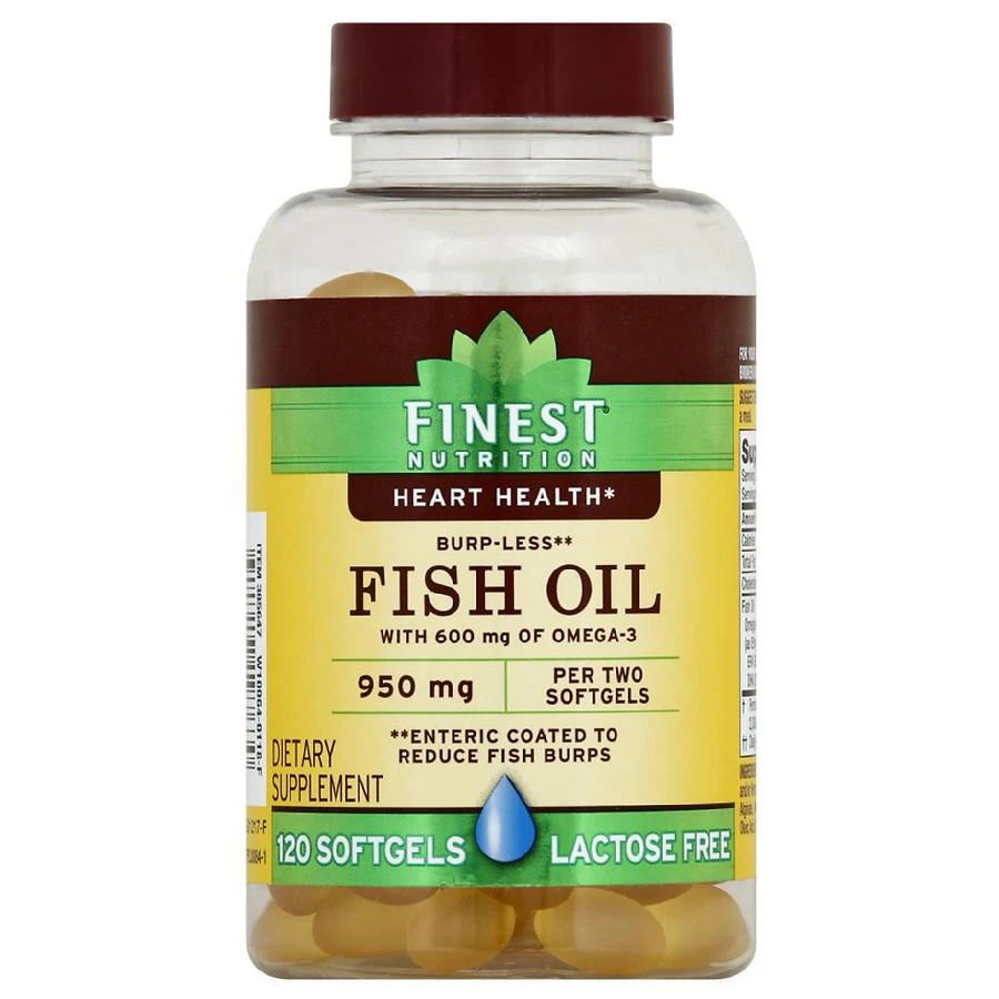 商品Finest Nutrition|Finest Nutrition Burp-Less Fish Oil 950 mg with 600 mg of Omega-3 Softgels,价格¥123,第1张图片