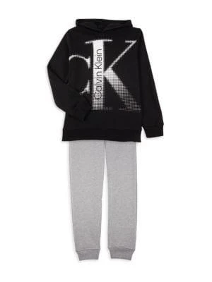 商品Calvin Klein|Boy’s 2-Piece Logo Hoodie & Pants Set,价格¥265,第1张图片