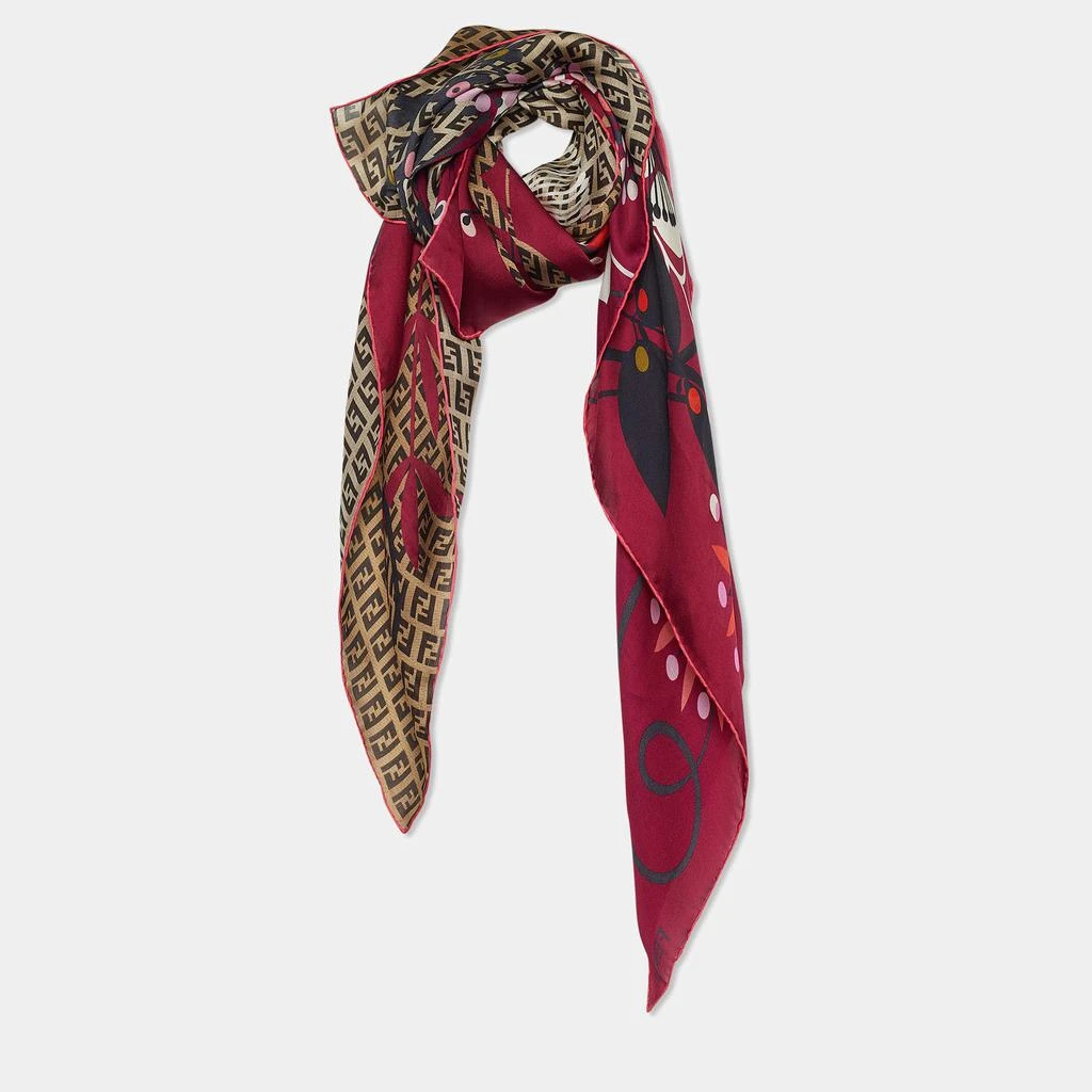 商品[二手商品] Fendi|Fendi Multicolor Floral Print Silk Scarf,价格¥1454,第2张图片详细描述