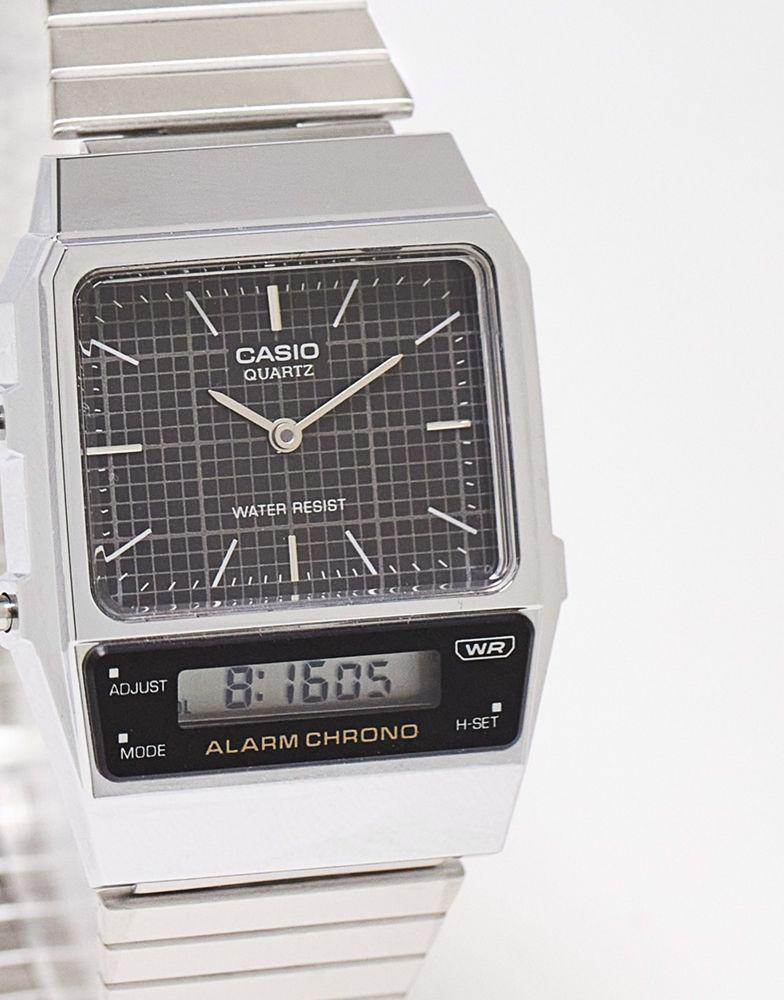 Casio vintage style watch with grid face in black Exclusive at ASOS商品第1张图片规格展示
