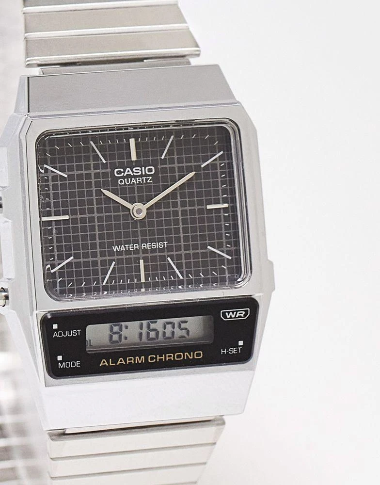 商品Casio|Casio vintage style watch with grid face in black Exclusive at ASOS,价格¥432,第1张图片