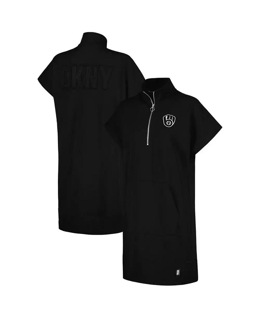 商品DKNY|Women's Black Milwaukee Brewers Emily Quarter-Zip Sneaker Dress,价格¥598,第1张图片