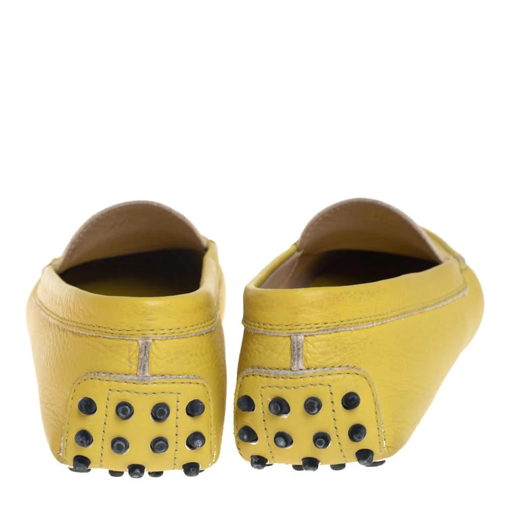 商品[二手商品] Tod's|Tod's Yellow Leather Penny Slip On Loafers Size 37.5,价格¥805,第5张图片详细描述