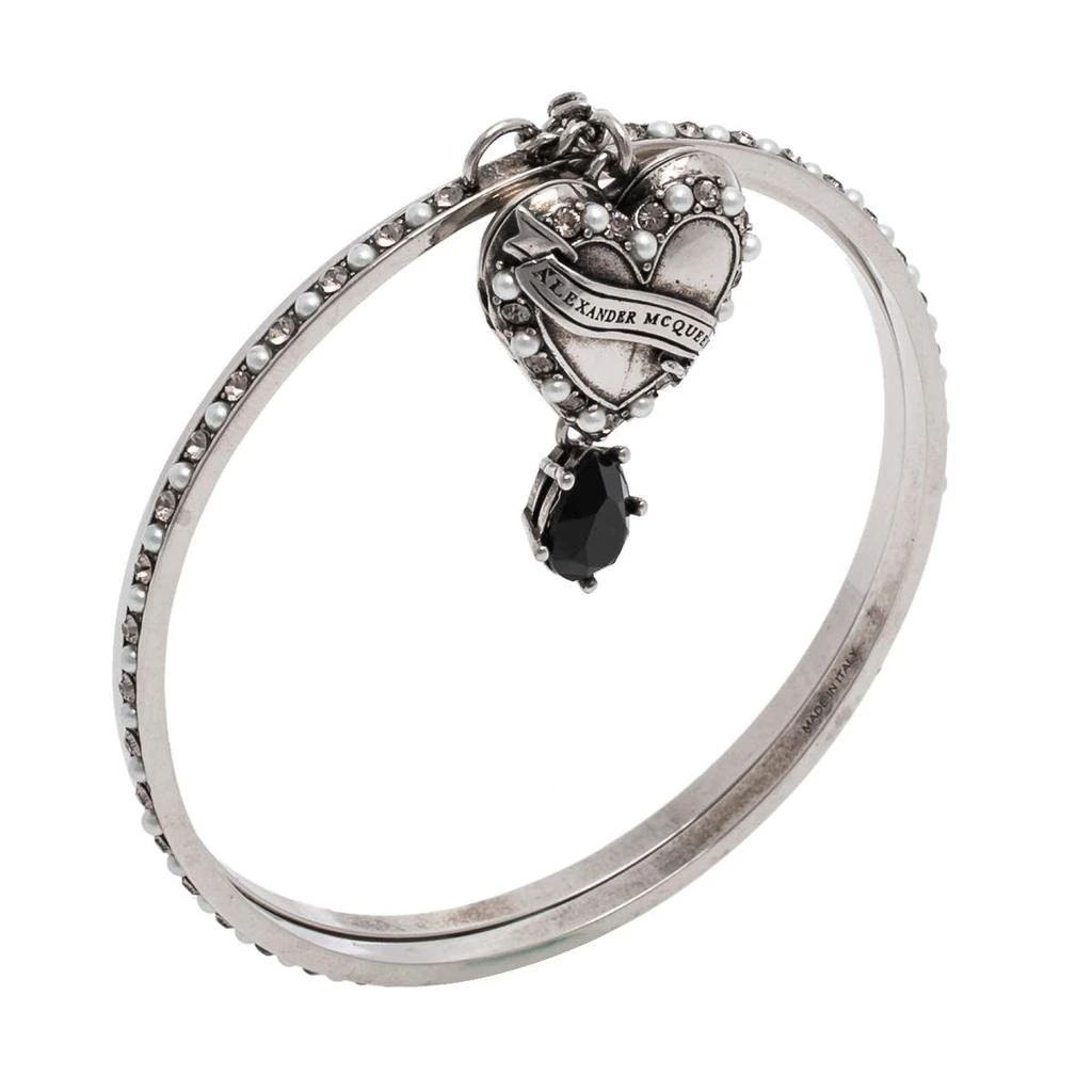 商品[二手商品] Alexander McQueen|Alexander McQueen Antique Silver Tone Heart Locket Charm Layered Bangle Bracelet,价格¥1794,第2张图片详细描述