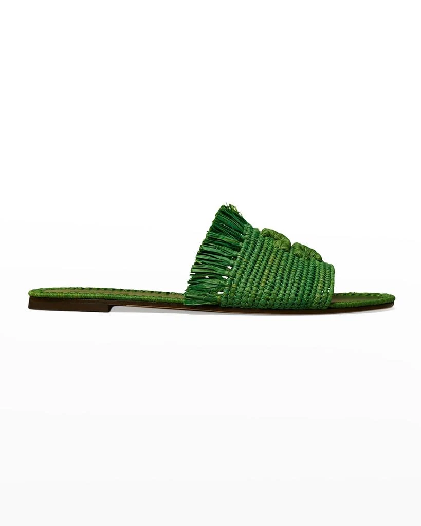 商品Tory Burch|Eleanor Raffia Double T Slide Sandals,价格¥1235,第1张图片