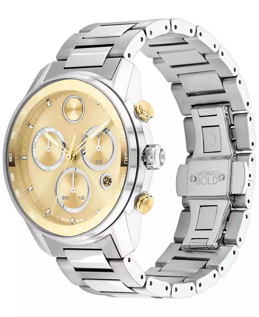 商品Movado|Men's Swiss Chronograph Bold Verso Stainless Steel Bracelet Watch 44mm,价格¥5950,第2张图片详细描述