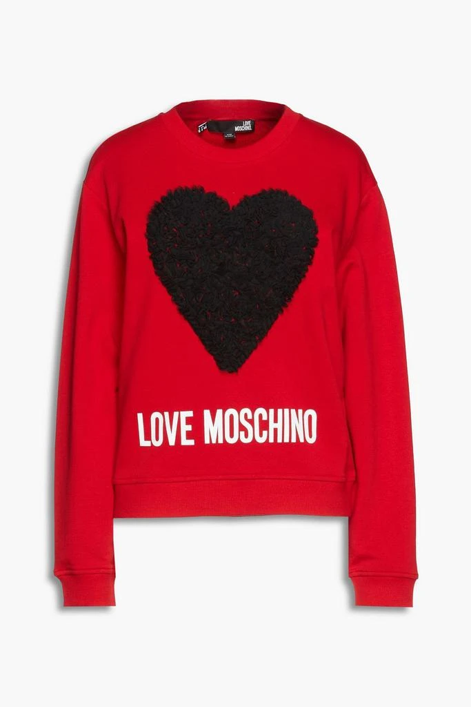 商品Moschino|Tulle-appliquéd printed French cotton-terry sweatshirt,价格¥398,第3张图片详细描述