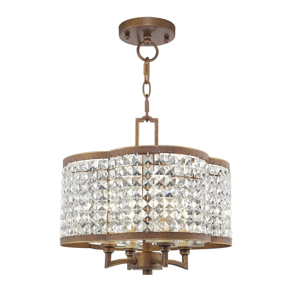商品Livex Lighting|Four Light Hand Painted Palacial Bronze Convertible Mini Chandelier/Ceiling Mount,价格¥7356,第1张图片