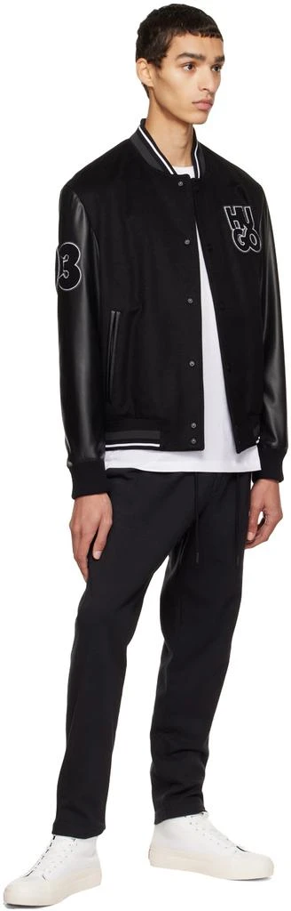 商品Hugo Boss|Black Varsity Faux-Leather Bomber Jacket,价格¥2480,第4张图片详细描述