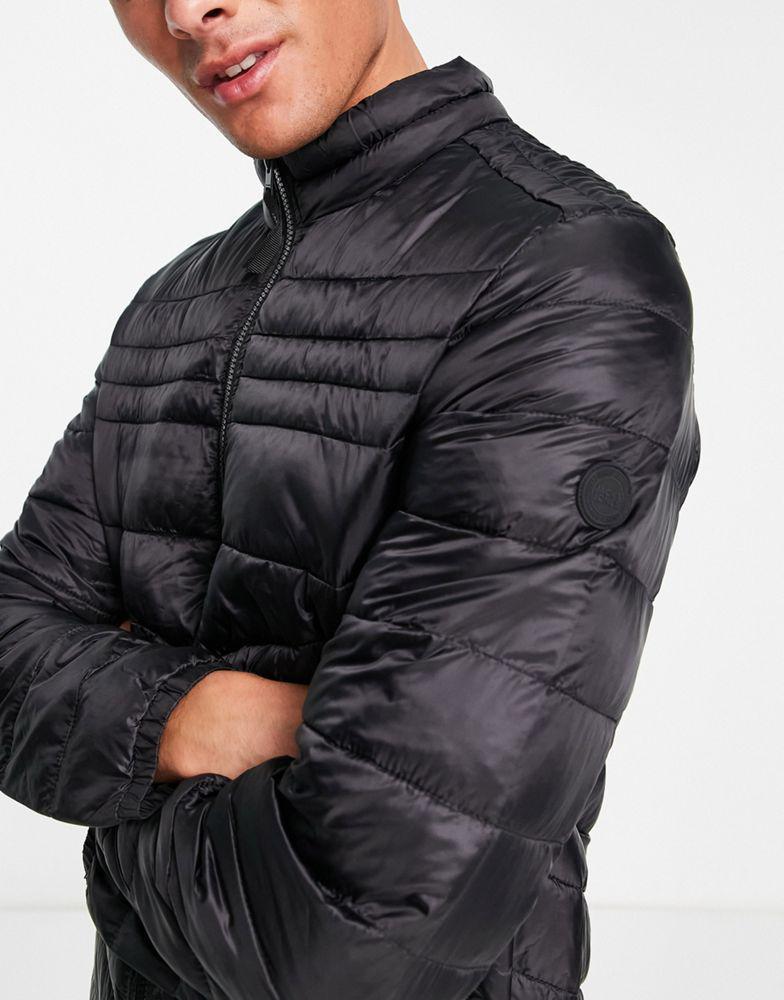 商品Jack & Jones|Jack & Jones Essentials padded jacket with stand collar in black,价格¥284,第5张图片详细描述