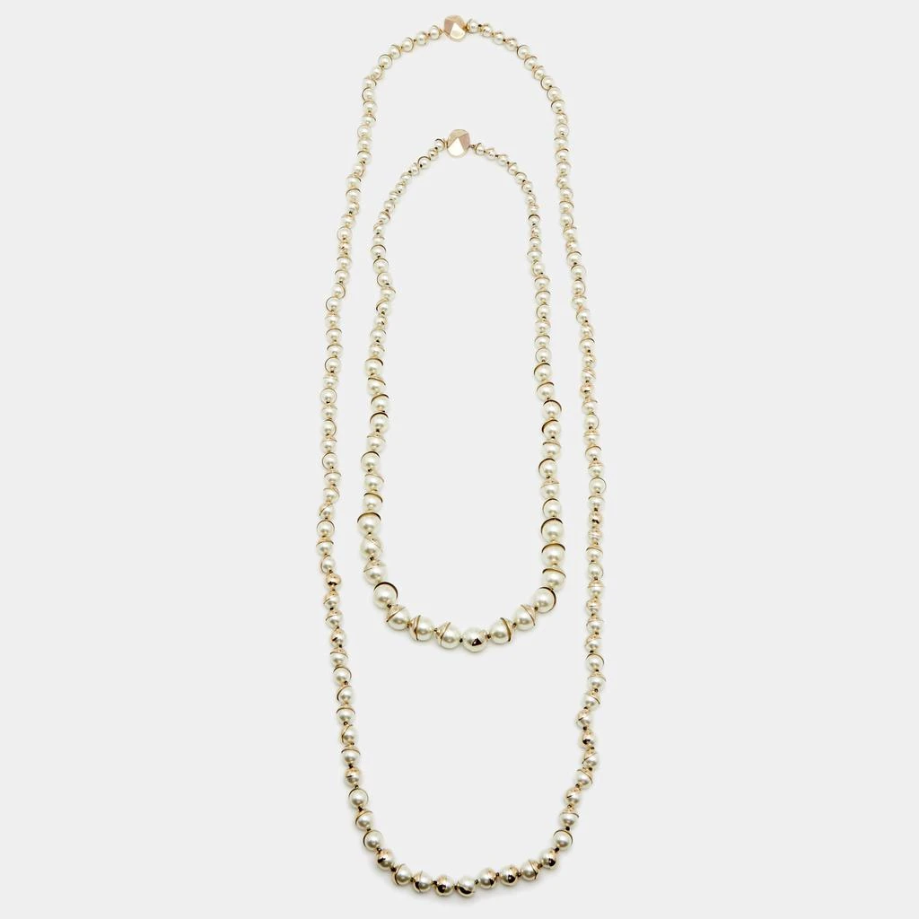 商品[二手商品] Dior|Dior Miss En Dior Faux Pearls Gold Tone Metal Set of 2 Necklaces,价格¥4934,第1张图片