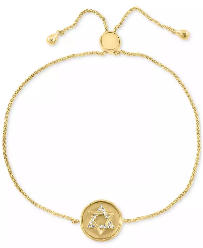 商品Effy|EFFY® Diamond Star of David Disc Bolo Bracelet (1/20 ct. t.w.) in 14k Gold,价格¥3927,第1张图片