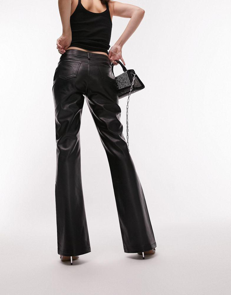 商品Topshop|Topshop faux leather low rise flare trouser in black,价格¥364,第5张图片详细描述