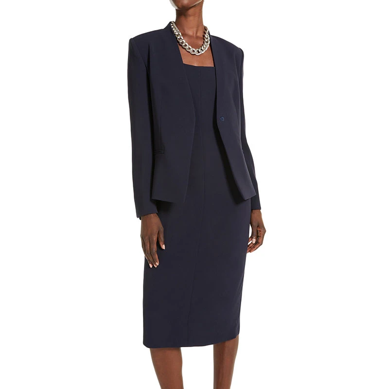 商品Max Mara|【预售3-7天】麦丝玛拉 22年早春新款 ALSAZIA系列 女士深蓝色醋酸纤维混纺单肩剪裁连衣裙6221082406005,价格¥38758,第4张图片详细描述