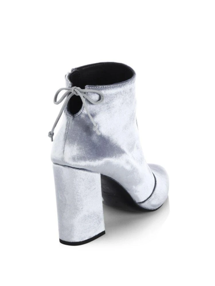 商品Stuart Weitzman|Grandiose Back-Tie Velvet Block Heel Booties,价格¥710,第2张图片详细描述