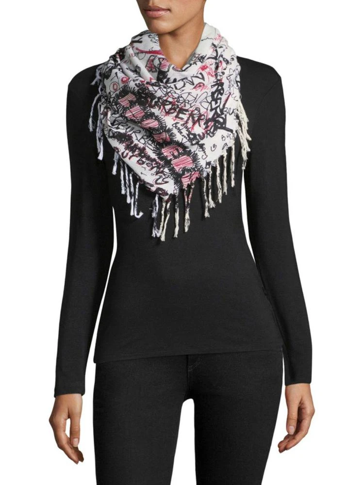 商品Burberry|Silk Blend Sketchbook Print Scarf,价格¥1819,第1张图片