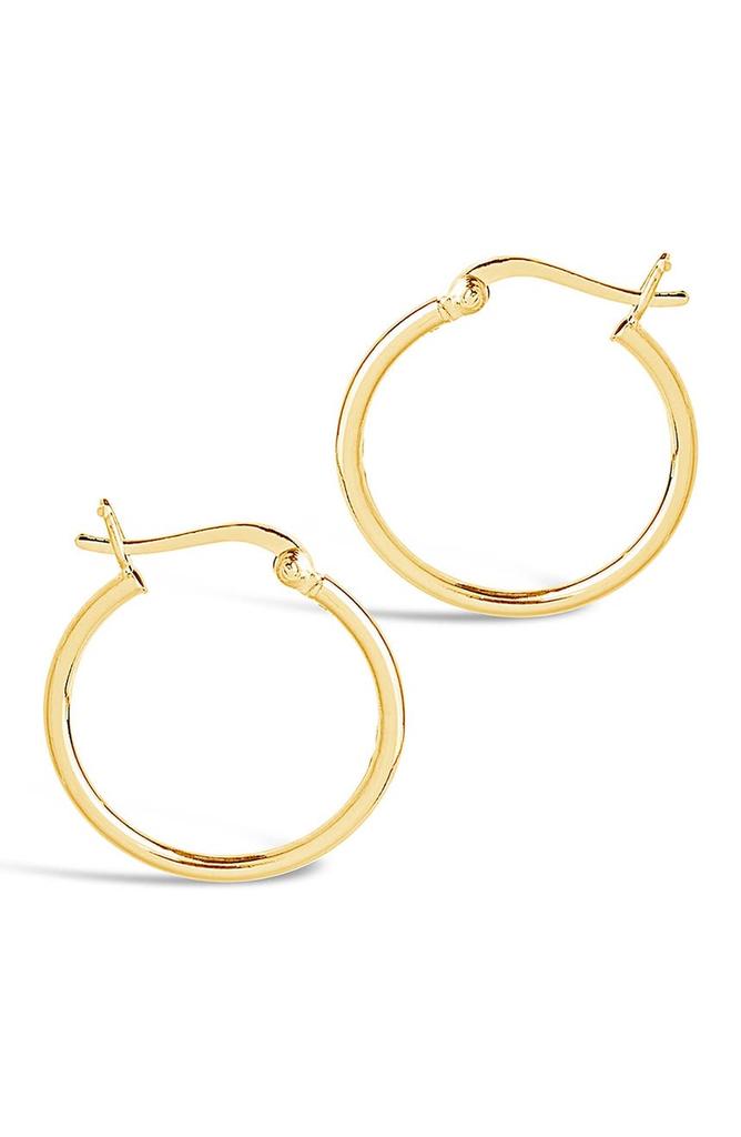 14K Gold Plated Sterling Silver 1" Hoop Earrings商品第2张图片规格展示