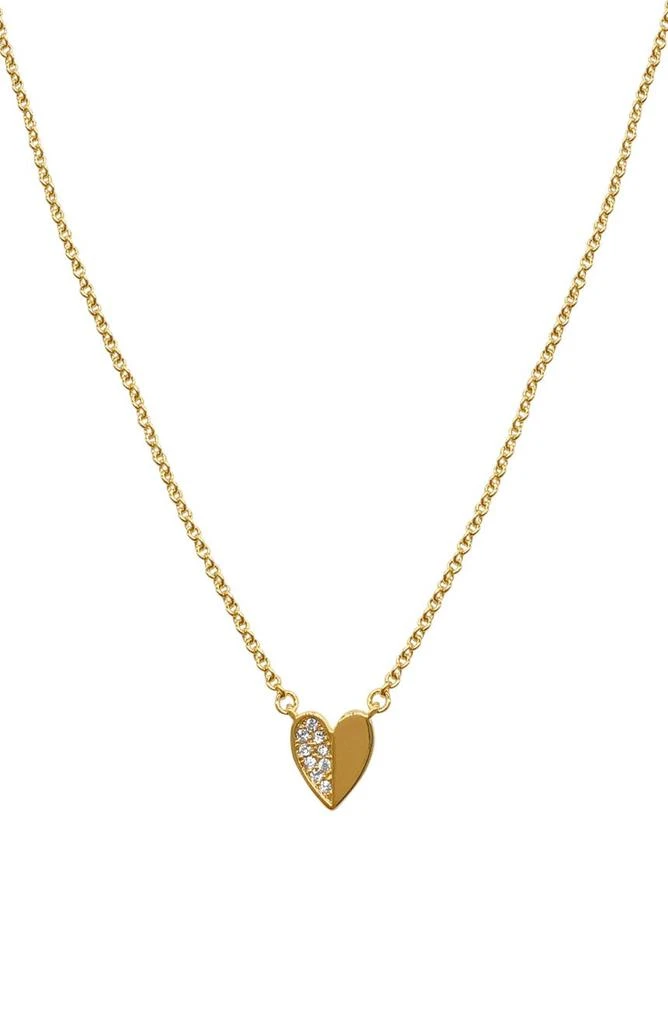 商品ADORNIA|14K Gold Plated Pave Half Heart Pendant Necklace,价格¥151,第1张图片