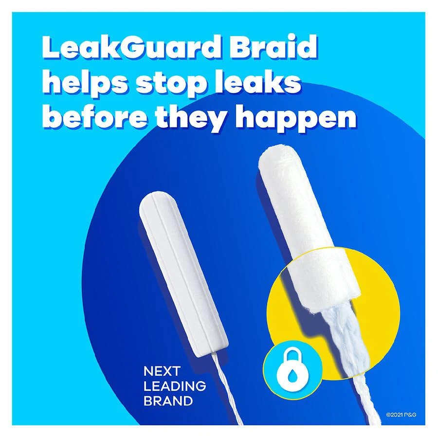 商品Tampax|Tampons, with LeakGuard Braid & Extendable Applicator No Scent, Regular Absorbency,价格¥66,第2张图片详细描述