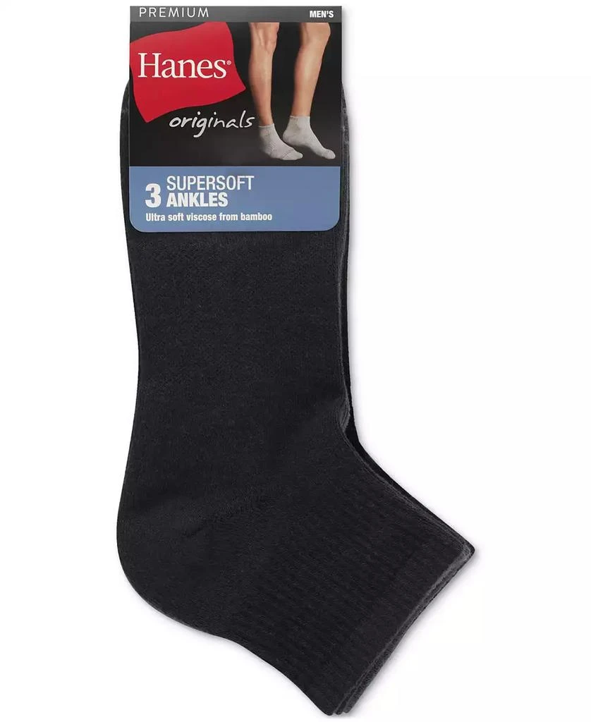 商品Hanes|Men's Originals Premium SuperSoft Ankle Socks, 3-Pack,价格¥78,第2张图片详细描述