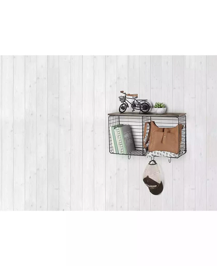 Vintage-like Living Wall Mount Cube Hook Station with Wood Shelf 商品