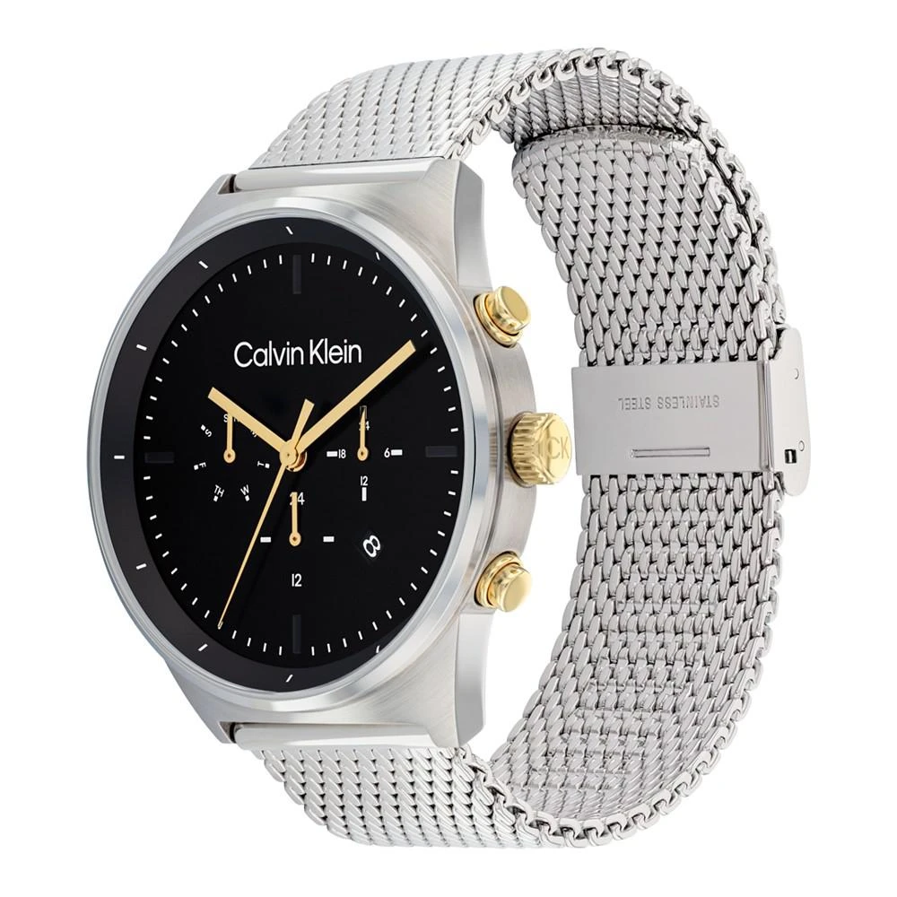 商品Calvin Klein|Men's Silver-Tone Stainless Steel Mesh Bracelet Watch 44mm,价格¥1205,第2张图片详细描述