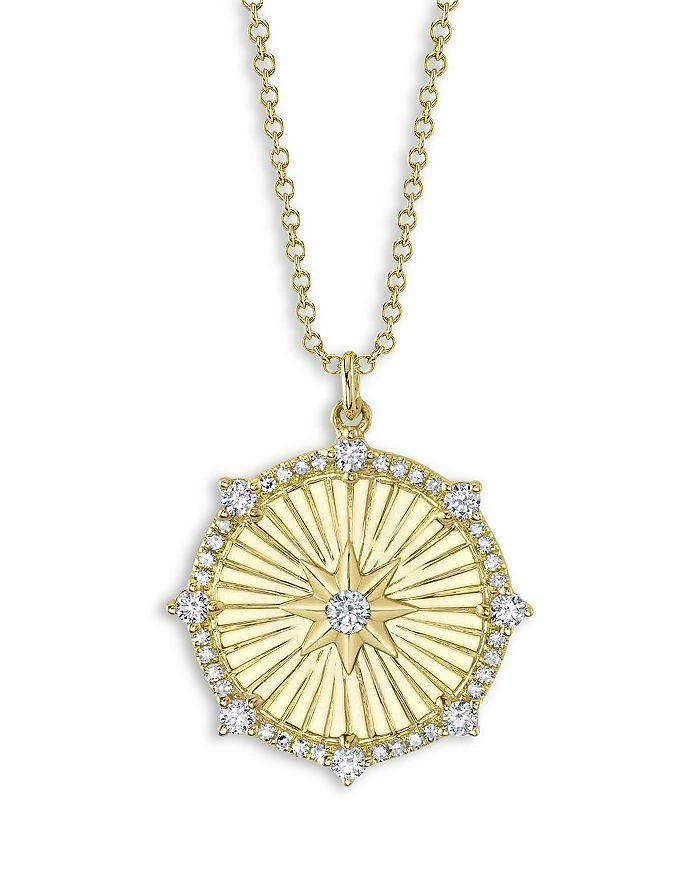 商品Moon & Meadow|14K Yellow Gold Kate Diamond Starburst Medallion Pendant Necklace, 18",价格¥10588,第1张图片详细描述