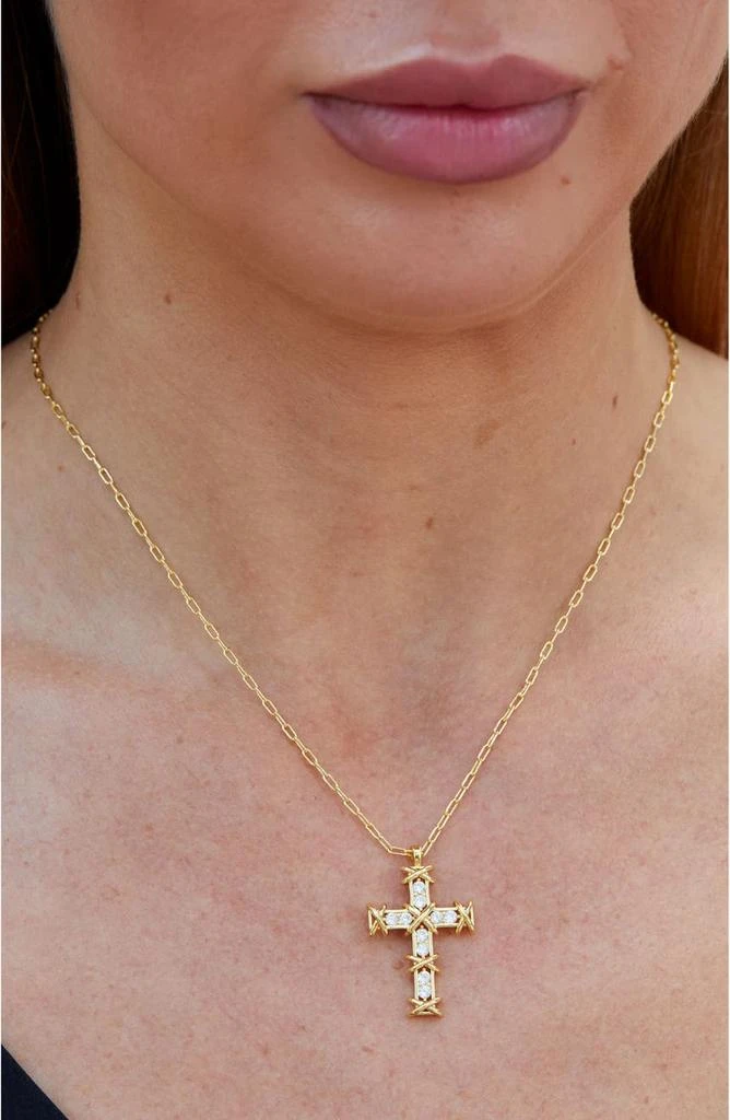 商品Savvy Cie Jewels|18K Gold Plated Cubic Zirconia XO Cross Pendant Necklace,价格¥188,第3张图片详细描述