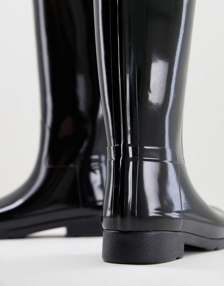 商品Hunter|Hunter Original Refined tall wellington boots in black gloss,价格¥1073,第4张图片详细描述