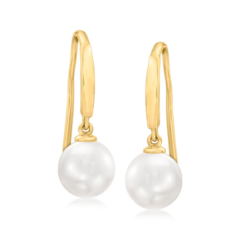 RS Pure by Ross-Simons 6-6.5mm Cultured Pearl Drop Earrings in 14kt Yellow Gold商品第1张图片规格展示
