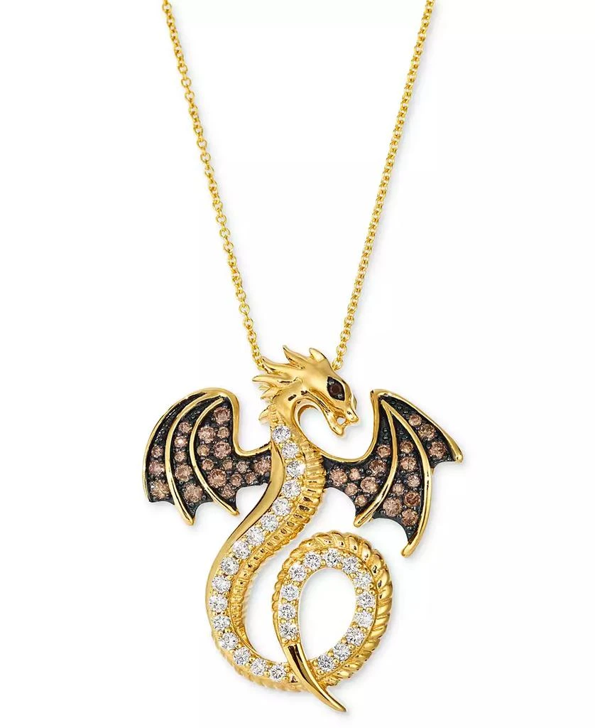 商品Le Vian|Chocolate Diamond, Nude Diamond & Blackberry Diamond Dragon Pendant Necklace (1 ct. t.w) in 14k Honey Gold,价格¥18838,第1张图片