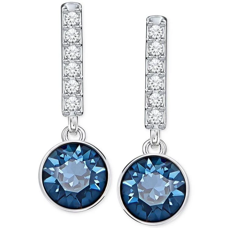 商品Swarovski|Silver-Tone Blue Crystal and pavé Linear Drop Earrings,价格¥597,第1张图片