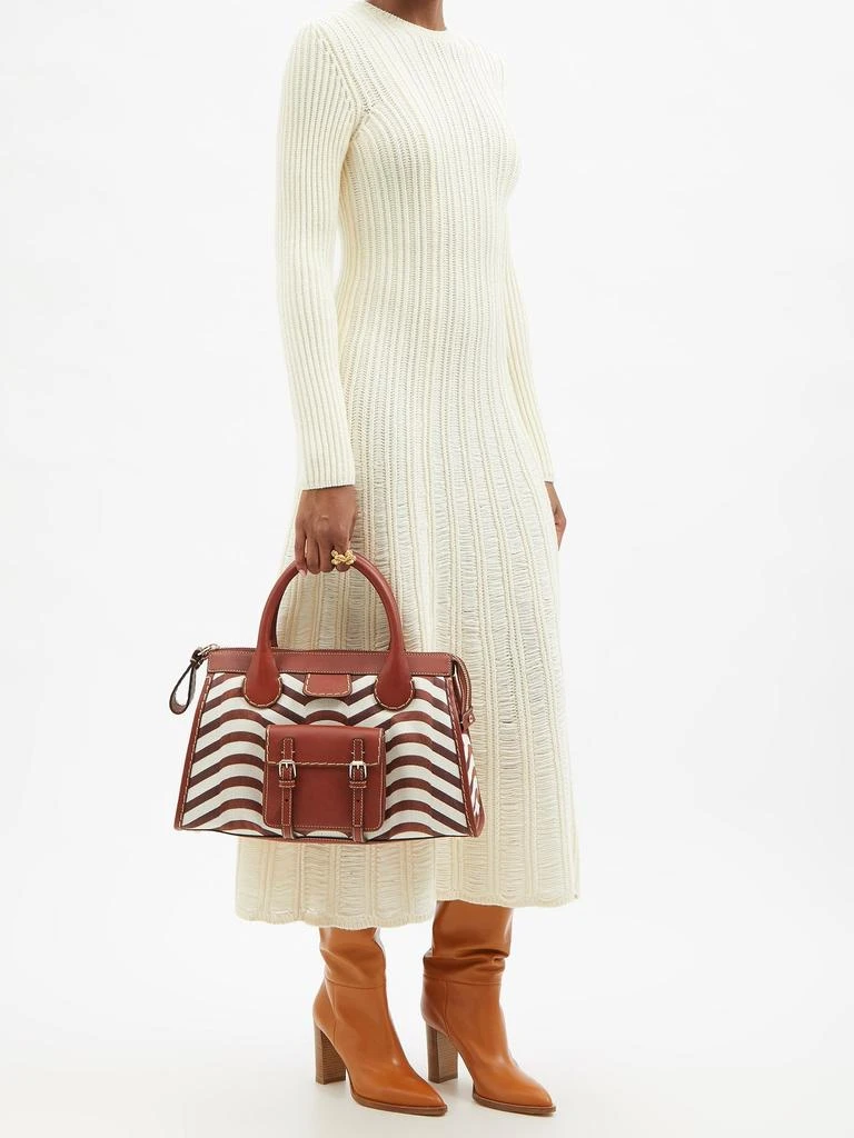 商品Chloé|Edith leather-trim striped canvas bag,价格¥6660,第3张图片详细描述