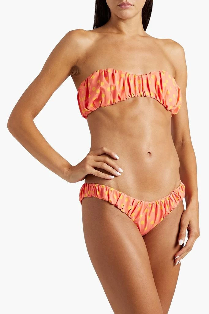 商品CAROLINE CONSTAS|Dorit gathered polka-dot low-rise bikini briefs,价格¥375,第2张图片详细描述