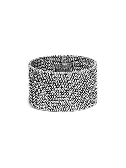 Chain Classic Sterling Silver Wide Bracelet商品第2张图片规格展示