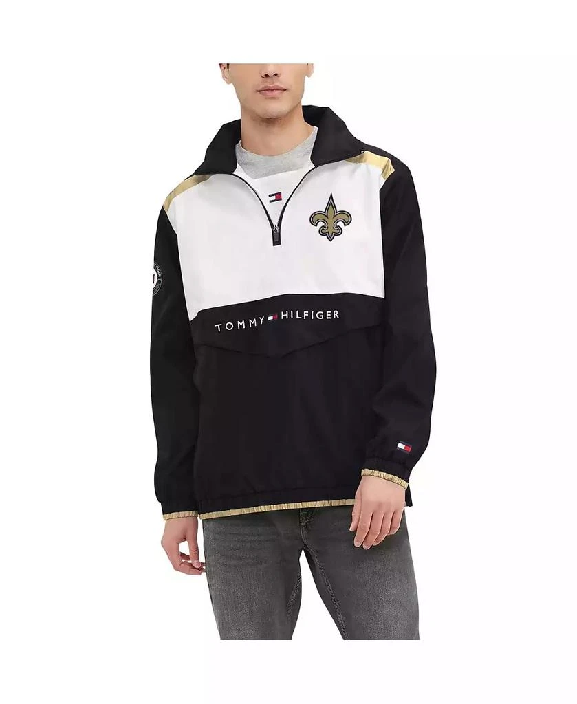 商品Tommy Hilfiger|Men's Black, White New Orleans Saints Carter Half-Zip Hooded Top,价格¥838,第1张图片