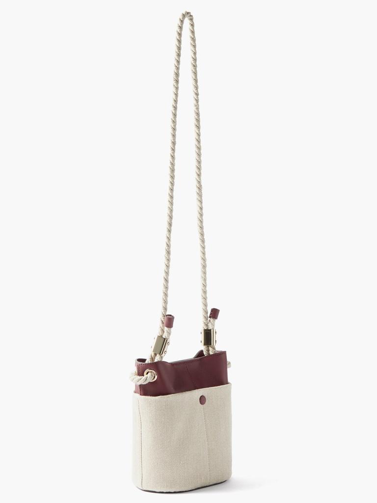 商品Chloé|Logo-plaque linen-twill and leather bucket bag,价格¥9839,第6张图片详细描述