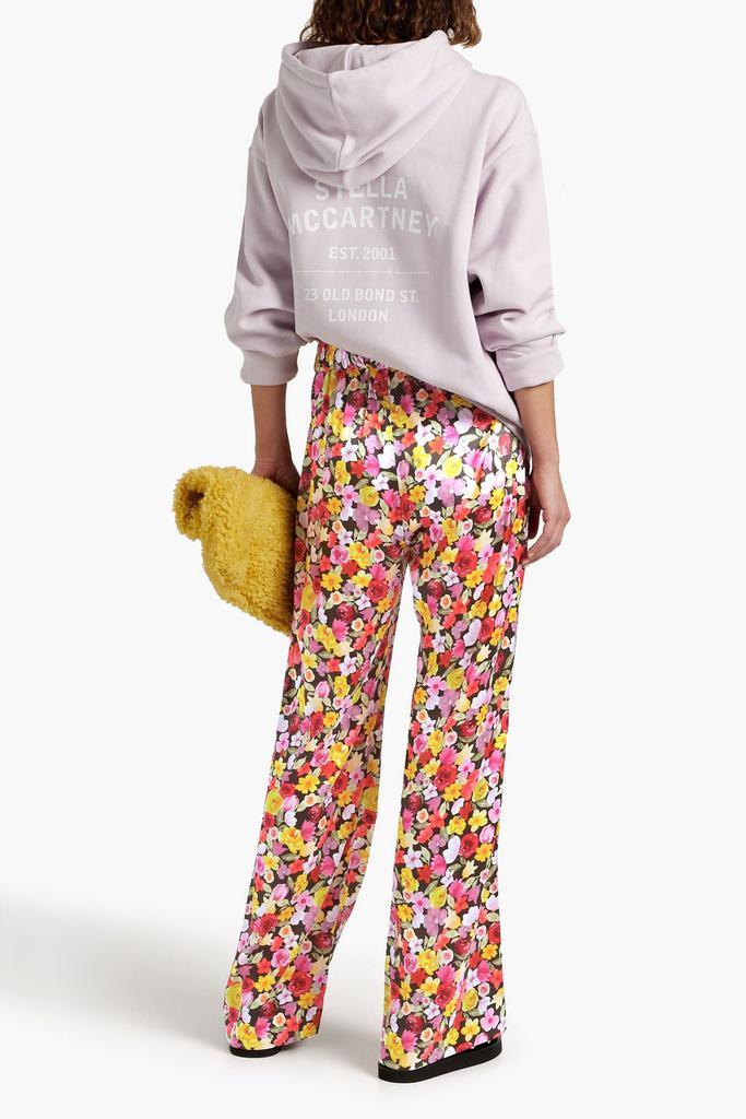 Floral-print organic silk-blend satin pajama pants商品第1张图片规格展示