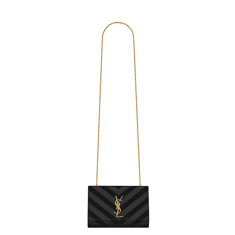 商品Yves Saint Laurent|SAINT LAURENT PARIS/圣罗兰 YSL 21秋冬新款KATE系列 女士小号黑色绗缝皮革绒面革金扣单肩斜挎链条包,价格¥13594,第1张图片