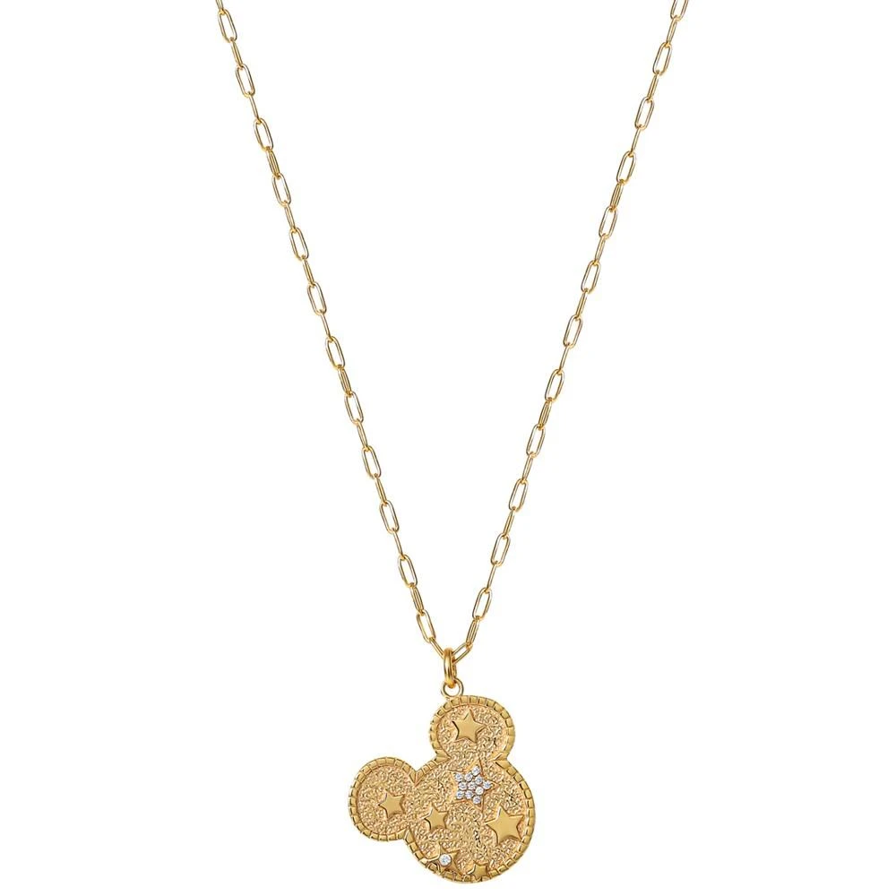 商品Disney|Cubic Zirconia Mickey Mouse Star 18" Pendant Necklace in 18k Gold-Plated Sterling Silver,价格¥428,第3张图片详细描述