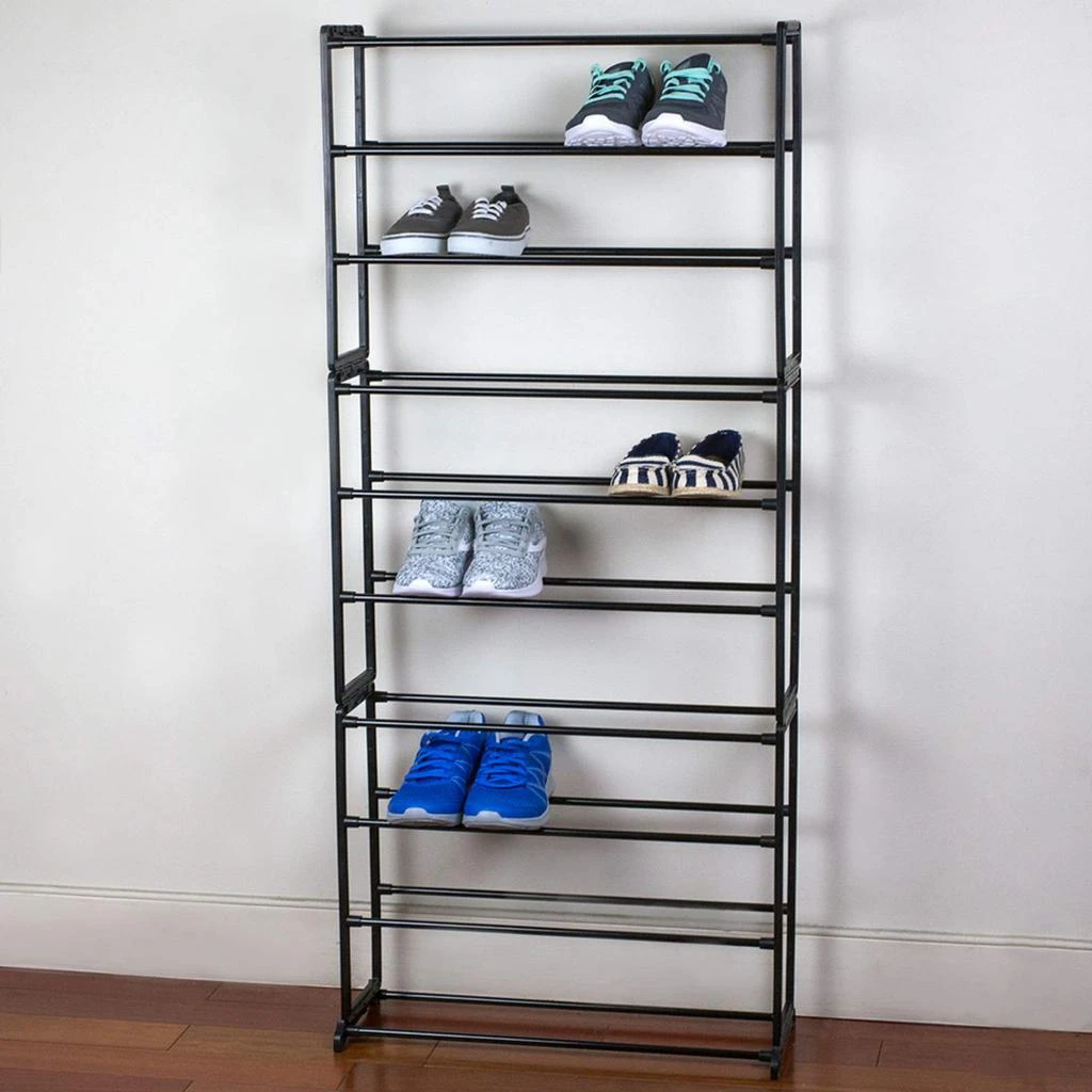 商品Home Basics|Home Basics Easy Assemble Space-Saving  30 Pair Shoe Tower Multi-Purpose Storage Rack,  Black,价格¥170,第2张图片详细描述