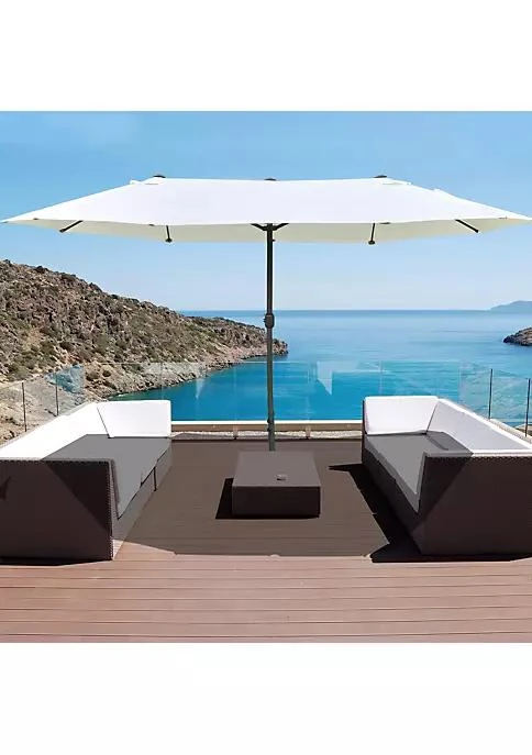 商品Outsunny|15 Steel Rectangular Outdoor Double Sided Market Patio Umbrella With Uv Sun Protection And Easy Crank Beige,价格¥1508,第3张图片详细描述