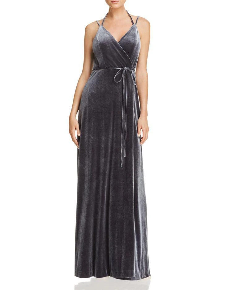 商品Aidan Mattox|Aidan Aidan Velvet Wrap Halter Gown - 100% Exclusive,价格¥626,第1张图片