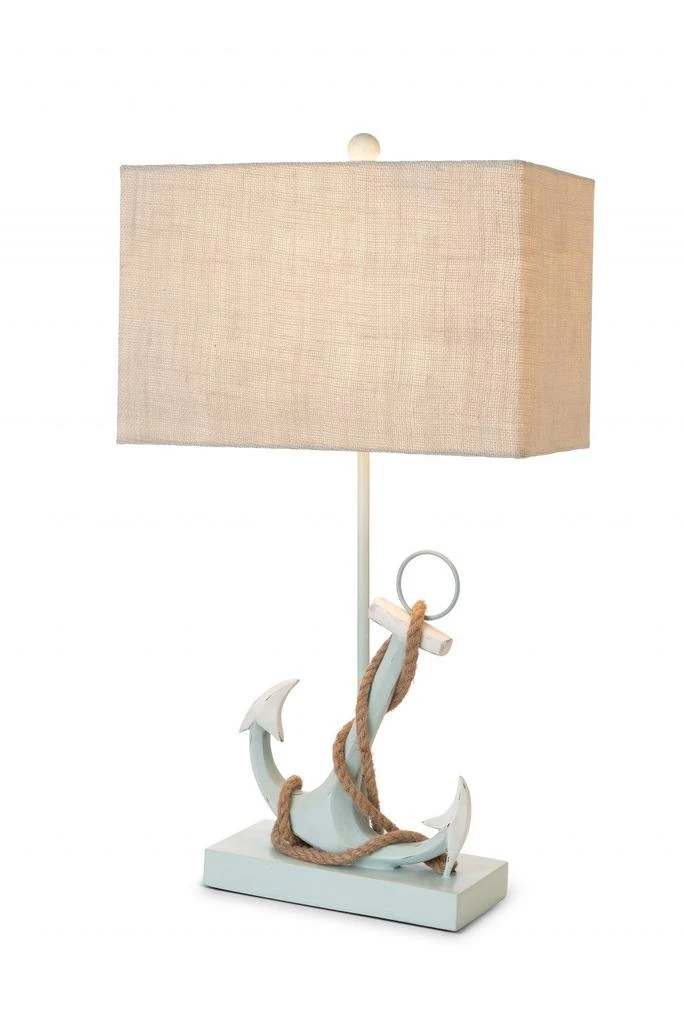 商品Homezia|Set of Two 28" Blue Coastal Anchor Table Lamps With Beige Shade,价格¥1883,第2张图片详细描述