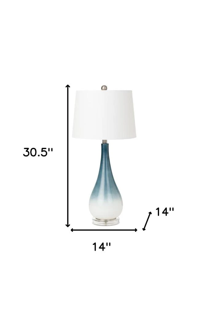 商品Homezia|Set of Two 31" Blue and White Glass Geometric Table Lamps With White Empire Shade,价格¥1850,第4张图片详细描述