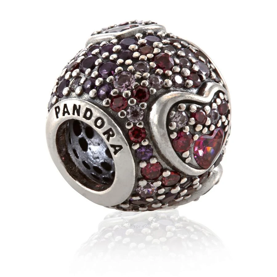 商品PANDORA|Sterling Silver Asymmetrical Sparkling Hearts Pave Charm,价格¥186,第1张图片
