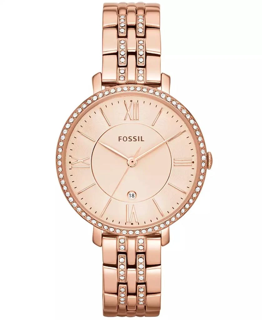 商品Fossil|Women's Jacqueline Rose Gold-Tone Stainless Steel Bracelet Watch 36mm ES3546,价格¥1227,第1张图片