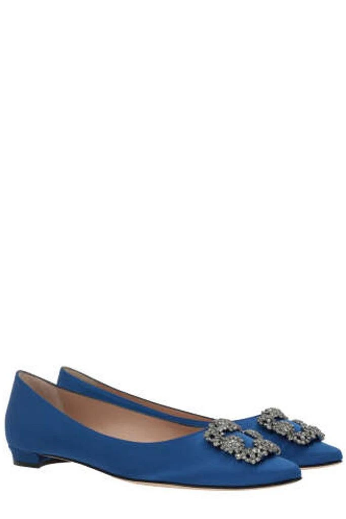 商品Manolo Blahnik|Manolo Blahnik Hangisi Buckle Embellished Flat Shoes,价格¥6918,第2张图片详细描述