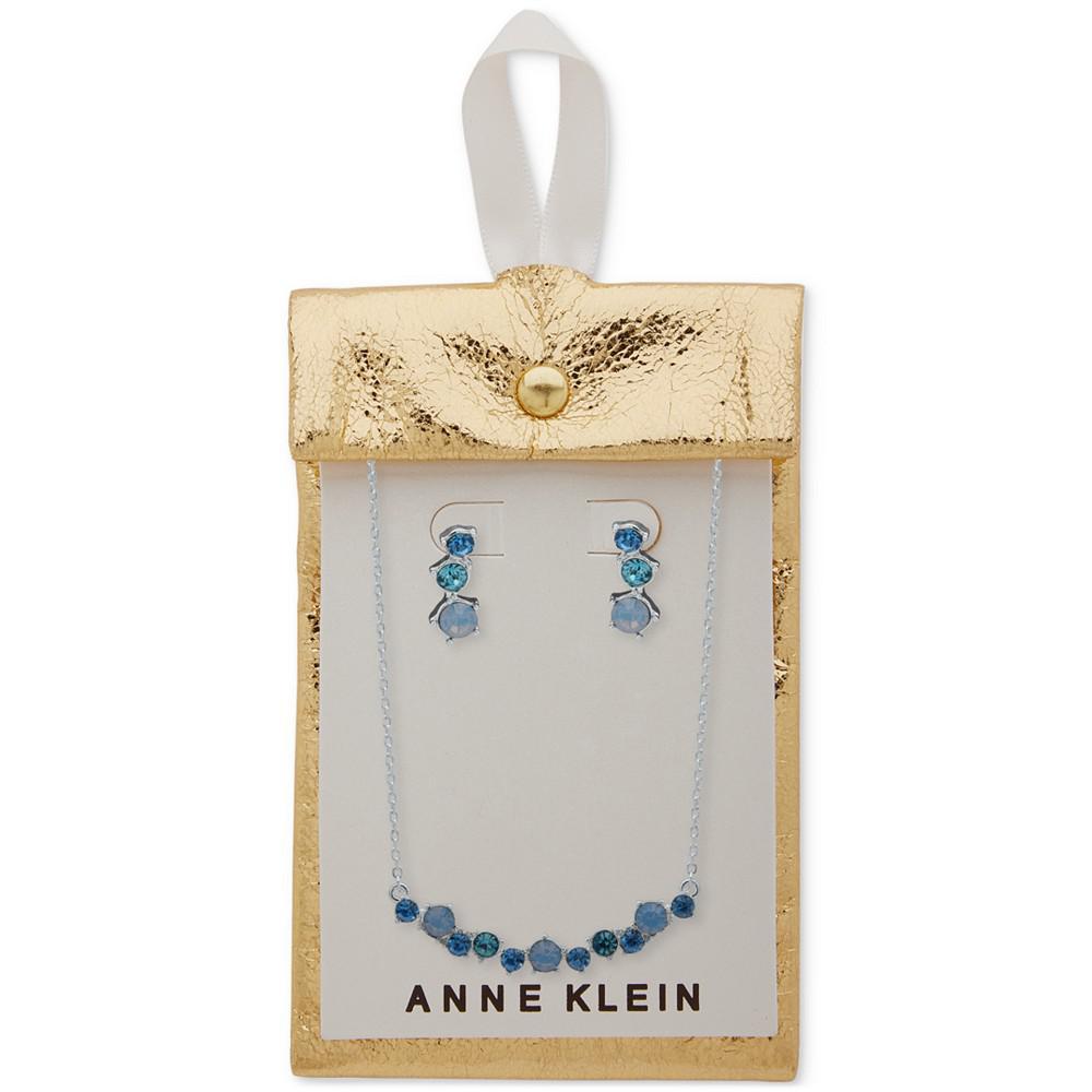 商品Anne Klein|Silver-Tone Color Crystal Statement Necklace & Drop Earrings Set,价格¥201,第5张图片详细描述