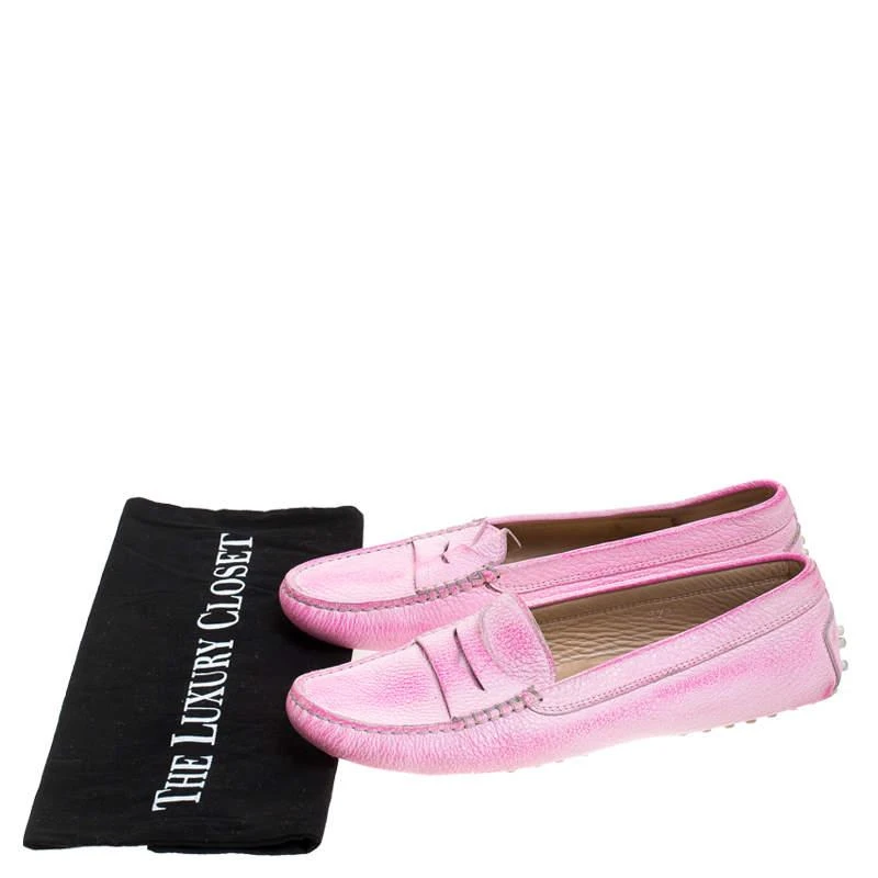 Tod's Pink Leather Penny Slip On Loafers Size 37.5 商品